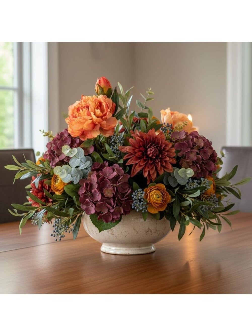 Peach Coral Faux Peony Stem 18 Inch Artificial Silk Flower 6 Inch Bloom Closed B - Picture 4 of 12